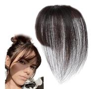 Clip On Fringe - 10 Inch Hair Bangs | Human Hair Wig - Natural Adjustable Pony with Breathable Design and Hairpin Attachment to Cover Fall Out, Ideal for L
