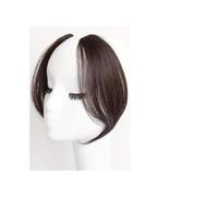 Clip on Fringe Invisible Synthetic Side Bangs Clip In Extension 2Pcs/Set Middle Part Bangs with Easy BB Clip-In Fringe(Dark Brown)