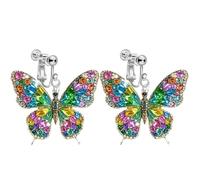 Clip on Funny Cute Butterfly Dangling Earrings for Women, Non Pierced, Lightweight 2D Novelty Acrylic Trendy Fashion Drop Earrings Jewelry, Acrylic, No Gemstone