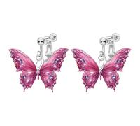 Clip on Funny Cute Butterfly Dangling Earrings for Women, Non Pierced, Lightweight 2D Novelty Acrylic Trendy Fashion Drop Earrings Jewelry, Acrylic, No Gemstone