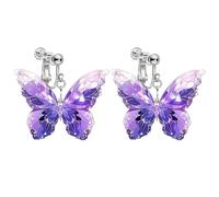 Clip on Funny Cute Butterfly Dangling Earrings for Women, Non Pierced, Lightweight 2D Novelty Acrylic Trendy Fashion Drop Earrings Jewelry, Acrylic, No Gemstone