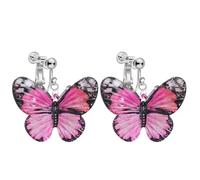 Clip on Funny Cute Butterfly Dangling Earrings for Women, Non Pierced, Lightweight 2D Novelty Acrylic Trendy Fashion Drop Earrings Jewelry, Acrylic, No Gemstone