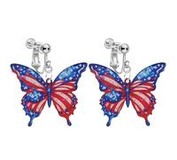 Clip on Funny Cute Butterfly Dangling Earrings for Women, Non Pierced, Lightweight 2D Novelty Acrylic Trendy Fashion Drop Earrings Jewelry, Acrylic, No Gemstone