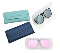 Clip on Glasses Case Pouch Hard Shell, Case for Clip on Sunglasses, Clip-on Sunglasses Clear Box, Thin Flat Glasses Storage, Sky Blue - Navy, One size