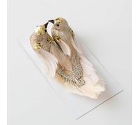 Clip on Glitter Birds Christmas Decoration,Artificial Feather Bird Xmas Christmas Tree Decor(Champagne)