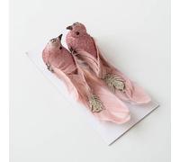 Clip on Glitter Birds Christmas Decoration,Artificial Feather Bird Xmas Christmas Tree Decor(Pink)