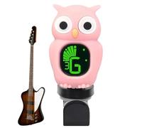 Clip on guitar and bass tuner - a professional chromatic tuner with LCD display, cartoon owl style | Acoustic and electric guitar tuner, precise clip tuner for or