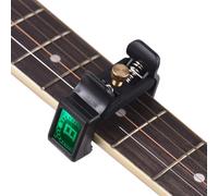 Clip On Guitar Tuner, Black Portable Electronic Instrument Tuner with String Guard, Precise Tuning, for Acoustic Electric Guitars, Ukulele Violin Mandolin