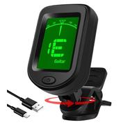 Clip on Guitar Tuner, Rechargeable Bass Tuner with Digital Lcd Display, 360 Degree Rotating Clipon Design, Tuning Tool for String Instruments, Lightweight, 1.18 x 1.77 x 1.77 inches