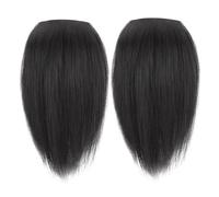 Clip on Hair Pieces for Women Hair Pieces 2PCS 9.8 Inch Invisible Thickened Fluffy Topper Clip on Female Top for Work School Daily Use Natural Black