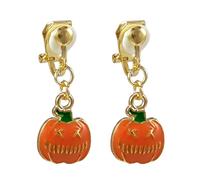 Clip On Halloween Earrings for Women Cute Gothic Punk Vintage Dangle Drop Clip-on Fall Earrings Ghost Pumpkin Bat Non Piercing Earrings Jewelry Set
