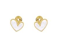 Clip on Heart Small Fake Stud Earrings for Women Non Pierced Ears Cute Gold Plated Enamel Hearted Shaped Hypoallergenic Minimalist Tiny Studs Fashion Y2K Jewelry for Her, Standard, Brass, No Gemstone