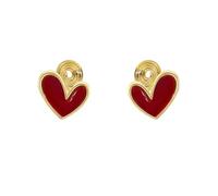 Clip on Heart Small Fake Stud Earrings for Women Non Pierced Ears Cute Gold Plated Enamel Hearted Shaped Hypoallergenic Minimalist Tiny Studs Fashion Y2K Jewelry for Her, Standard, Brass, No Gemstone