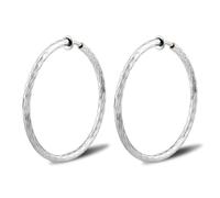 Clip On Hoop Earrings For Women No Piercing Earrrings Spring Hoops for Non-Pierced Ears Grey Tone 4CM/1.57" 5CM/1.96" 6CM/2.36", Metal, No Gemstone