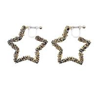 Clip On Hoop Earrings for Women Not Pierced Gold Silver Face Chunky Large Black Red Blue Green White Star Heart Comfortable Dangle Coil Clip On Earrings, Resin, No Gemstone