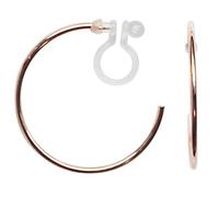 Clip On Hoop Earrings Gold Non Pierced Invisible 40 mm Comfortable Large Hoop Clip On Earrings For Women 30 mm 50 mm Rose Gold Silver, S, Resin, No Gemstone