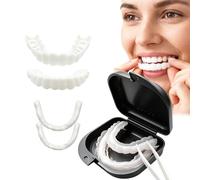 Clip On Instant Temporary Veneers, Natural Upper Lower False Teeth Cosmetic Cover for Men Women, Black