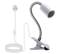 Clip on Lamp, Clip on Reading Light with Metal Base, 220CM Clamp on Bedside Light,9MM&350MM Thickened Lengthened Gooseneck E27 Bulb Holder, E27 Clamp Lamp Fitting for Reading Plant Growth Fish Tank