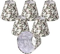 Clip On Lamp Shades Set of 6, Small Empire Replacement Fabric Lampshades for E14 Candle Bulbs, Holly Leaf & Berry Pattern, 8 x 15 x 13 cm, for Chandeliers, Wall Sconces & Table Lamps
