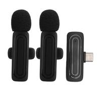 Clip On Lapel Mic, Wireless Lavalier Microphone 2.4G for Live Interview, Noise Cancelling, 20M Range, Fast Response, 13H Battery, Type C Connector, Windproof Sponge, Noise (Black)
