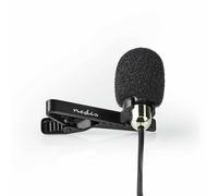 Nedis Clip-On Microphone, Omnidirectional Lavalier Mic With Windscreen, 1.8m Cable - Compatible With Smartphones, Cameras, Tablets, PCs