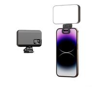 Clip-On LED Video Light with 2000mAh, 3 Color Modes & 10 Brightness Levels, Portable Fill Lamp for Vlogging Makeup Video Conferencing on Laptop Ph1(2000mAh-Black)