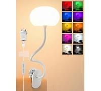 Clip on Light, 10 RGB Color+10 Brightness Kids Bedside lamps for bedroom