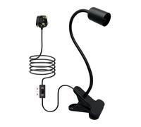 Clip on Light Bulb Holder with 240CM Cable, 10MM Thick Adjustable Gooseneck, E27 Lamp Holder with Switch, Clip on Lamp for Bed, Flexible Clamp Lamp, Clip Light for Desk Reading, Black