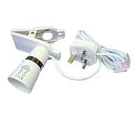 Clip on light bulb holder with 2m flex and 3amp plug