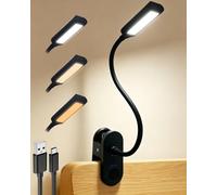 Clip on Light, Cordless Reading Light for Bed, Office, Study, Craft (Black)