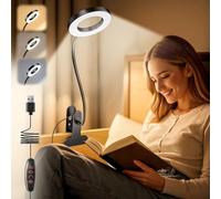 Clip on Light Reading Light, USB Desk Lamp, 50LED Reading Lamp, 3 Colors Book Light 10 Brightness Clip on Lamp,Flexible Desk Lamp USB Reading Light for Books in Bed Bedside Lamps