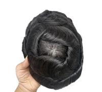 Clip-On Men's Wigs,Mono Base with 4 Clips 130 Density Durable Breathability Human Hair Toupee for Daily Use Hairline Fine(5"X7",Natural Black)
