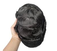 Clip-On Men's Wigs,Mono Base with 4 Clips 130 Density Durable Breathability Human Hair Toupee for Daily Use Hairline Fine(7"x10",Dark brown)