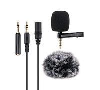 Clip on Microphone, 3.5mm Lavalier Lapel Condenser Microphone Hypercardioid Mic for Smartphones, PC, Computer and Camera