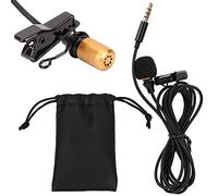 Clip On Microphone Portable Lavalier Mini Mic Omnidirectional Sound Recording for Mobile Phone SLR Cameras Lectures Teaching Class Black Silver Gold 1.5m Cable (Gold)