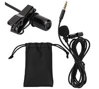 Clip On Microphone Portable Lavalier Mini Mic Omnidirectional Sound Recording for Mobile Phone SLR Cameras Lectures Teaching Class Black Silver Gold 1.5m Cable (Black)