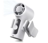 Clip on Mini Fan, Handheld Fans Rechargeable 6 Adjustable Speed 3000mah Portable Fan with Cold Compress, Small Fan with LED Display USB Rechargeable for Travel Cruise Makeup Gym Camping (White)