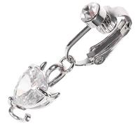 Clip on Navel Ring Dangle Faux Belly Button Jewelry White | Butterfly Zircon Detail, Alloy and Copper Blend, for Low-rise Jeans, Tank Tops, Dance