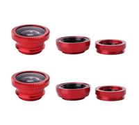 Clip-on Phone Camera Lens Set 2 Sets Metal Red 180 Degree