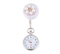 Clip-on Pocket Watch Flower Shape 2pcs for Nurses and Doctors | Rhinestone Decor, Plastic and Metal Build, Hands-free Viewing for Scrubs, Pocket Edge, Students