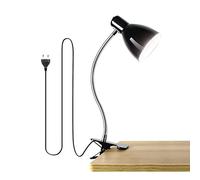Clip On Reading Light, Eye-Caring Table Lamps with 360° Rotation Gooseneck, Portable Book Light, Study Desk Lamp for Bedroom and Office (Black)