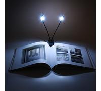 Clip on Reading Light, Music Stand Book Reading Mini Double Adjustable Arms Light LED Lamp, Rechargeable Flexible Eye Protection LED Book Light Perfect Replacement for Bookworms