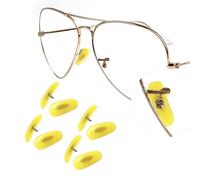 Clip-on Replacement Nose Pads for Ray-Ban Aviator RB3025 RB3026 RB3016 RB3362 RB4175 Sunglasses Repair Kits, Soft Silicone & Anti-Slip Nose Cushions - 4 Pairs Yellow 16mm