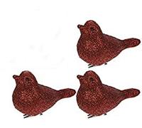 Clip on Robins, Set of 3 Clip on Glittery Birds for your Christmas Tree or Craft Clip Anywhere Choose Gold, Silver or Red (Red)