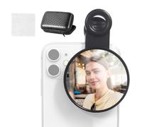 Clip-on Selfie Mirror for Phone Back Camera Universal Smartphone Replacement Android Video Vlog Accessories with Carrying Bag Cleaning Cloth