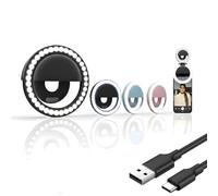 Clip-on Selfie Ring Light [Rechargeable] with 40 LEDs and 3 Light Modes | Dimmable Portable Selfie Light with Clip For iphone, Galaxy, Macbook|Universal Ring Light for Picture, Makeup Vloging (White)