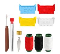 Clip-on Sewing Ruler, Edge Overlock Sewing Ruler Set, 2-5mm Stitch Guide, with 25 Needles, 3 Threads, 2 Threaders, 2 Thimbles, 1 Seam Ripper for Hand Sewing, Quilting, Embroidery & Beginners