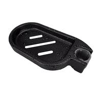 Clip-on Shower Rail Soap Holder, Compatible with 22mm Pole, ABS Dish for Shower, 360° Adjustable Chrome Tray for Kitchen Bathroom Sink (Black)