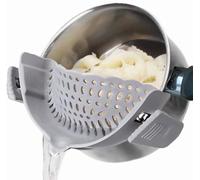 Clip-on Silicone Strainer for Pots and Pans Set/Pasta Strainer/Vegetable and Fruit Strainers/Unique Gifts for Cooks/Gifts for Mom Useful/Cooking Gifts for Women (Grey)