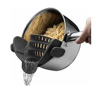 Clip On Strainer for Pots Pans, Silicone Clip-On Colander Pasta Strainer Heat Resistant Food Kitchen Gadgets for Meat Vegetables Fruit Noodles, Essential Home Cooking Tools
